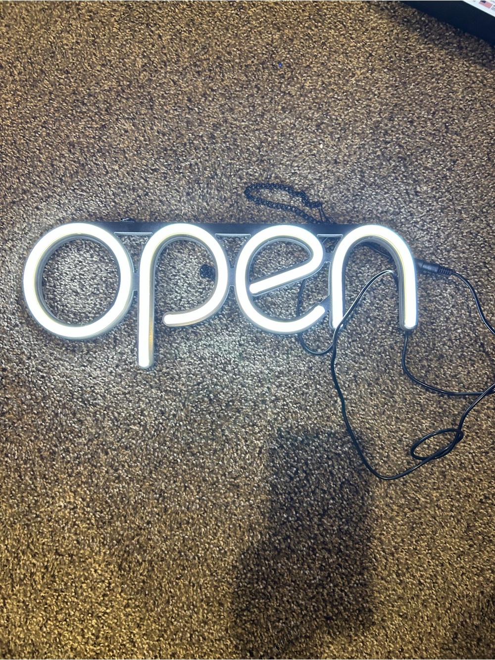 White 'open' LED Neon Sign